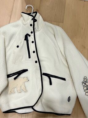 FP Movement by Free People Cream Sherpa Jacket navy Trim